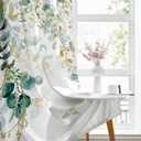 Green Eucalyptus Leaves Curtains 63 Inch Length 2 Panels, Elegant Wild Flower Floral Light Filtering Bedroom Living Room Kitchen Curtain for Small Window, Sage Green Drapes Rod Pockets, 42x63 Inches