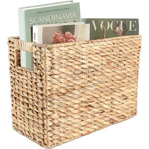 Wicker Waste Basket, Water Hyacinth Hand Woven Trash Can with Handles, Garbage Can for Bathroom, Bedroom, Living Room and Office, 1-Pack