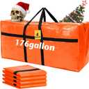 4 Pcs 176 Gallon Large Moving Bags with Zipper and Handles Foldable Storage Duffle Bags Heavy Duty Extra Large Totes for College Dorm Travel Clothes Blankets Bedding Moving (Orange)