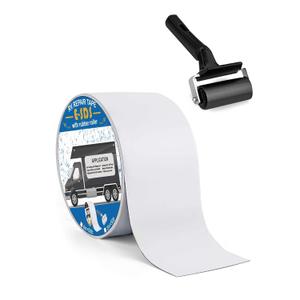 E-SDS RV Roof Tape 4" x50' with Rubber Roller, RV Tape Sealant Waterproof for Roof Repair, Window, Boat Sealing, Trailer and Camper Leaks