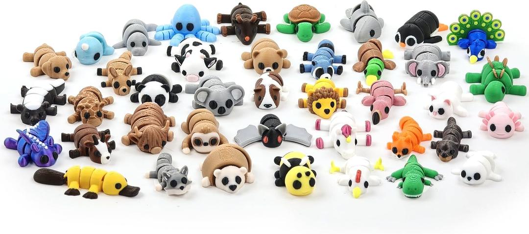 40 PCS 3D Printed Animal Figurines, Articulated Animal Figurines, Fidget Toys, Flexible Car Decor, Party Favor, Gifts for Girls and Boys, Office Desk Pets, for Easter Basket Stuffers, Birthday Gifts