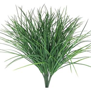4pcs Artificial Fake Grass Plants Flowers Faux Plastic Wheat Grass Outdoor UV Resistant Greenery Shrubs Plant for Outdoor Planters Wedding Indoor Outside Hanging Home Garden Dcor(4, Green)