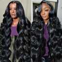 30 Inch 13x6 Lace Front Wigs Human Hair 220 Density Body Wave HD Lace Front Wigs Human Hair Pre Plucked Natural Black Glueless Frontal Wigs for Women