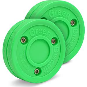 Green Biscuit Passer-4 Pack | Off-Ice Stickhandling & Passing Puck | The is Great for Street Hockey
