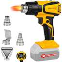 Cordless Heat Gun Compatible with Dewalt 20V Battery, LCD Display 350W 2-Temp Setting (120℉-1110℉), 4 Nozzle, Portable Hot Air Gun for Shrink Tubing, Paint Removal,DIY (Tool Only, NO Battery)
