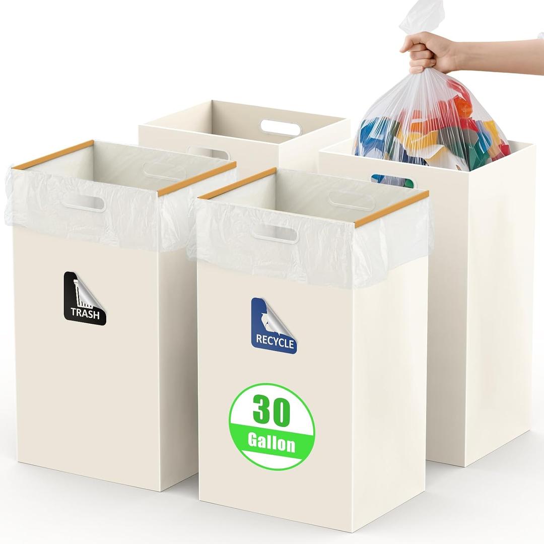 4 Pack Disposable Trash Cans for Parties, 30 Gallon Collapsible Trash Can
