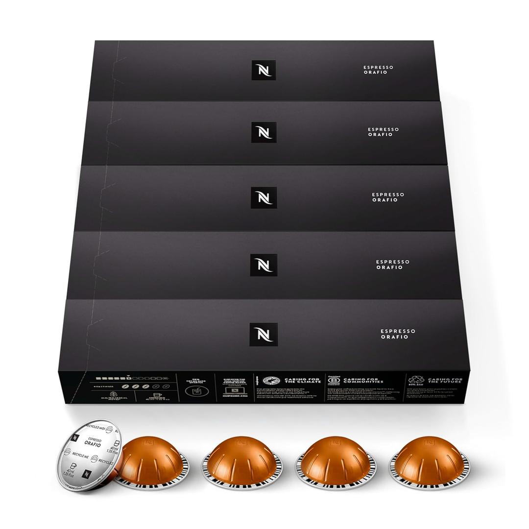 Nespresso Vertuo Orafio, Medium Roast Espresso Coffee capsules, 50 Pack (EXP 05/31/27)