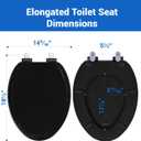 Pro Elite Heavy-Duty Wood Toilet Seat Elongated, Black, Magnetic Quick-Release Easy-Clean and Change, HushMotion Soft Close, StainShield High-Gloss Finish, Arch-Tite Secure Fit