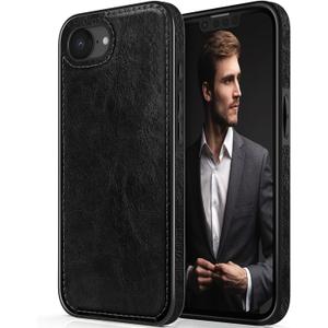 LOHASIC for iPhone 16e Leather Case, for iPhone 17e Case Rugged Full Body Comfort Non-Slip Grip Protective Men Women Cover Cases Compatible with iPhone 16E/17E 6.1'', Black