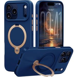 CASEKOO Marine Blue Designed for iPhone 17 Pro Max Case with Spin Magnetic Stand [16FT Military Protection] [Non-Slip Edge] [Fit for MagSafe] Shockproof for iPhone 17 ProMax Case with Stand 6.9''