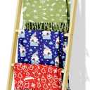 5-Tier Blanket Ladder Wooden, Non-Folding 4.8FT(57.5'') Blanket Towel Holder Rack Decorative Ladder, Easy Assembly, Rustic Farmhouse Ladder Shelf for The Living Room Bedroom Home Decor, Unfinished