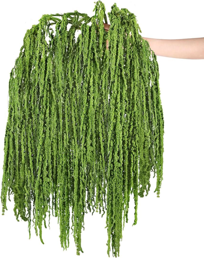 Suncalla Forest Green Spring Natural Dried Amaranthus Hanging Flowers Amaranthus Artificial Flowers for Wedding Arch Bouquet Floral Garland Wall Home Decoration (23 Inch,12 Pcs)