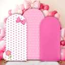 3Pcs Pink Arch Backdrop Cover Pink Stretchy Arch Backdrop Stand Cover Cartoon Cat Bow Spandex 4ft 5ft 6ft Background Covers Cute Spot Photos Prop Covers for Wedding Bridal Baby Shower Photo Decoration