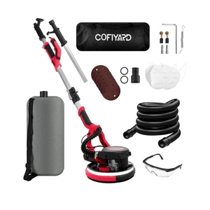 Electric Drywall Sander,1250W Popcorn Removal Tool,Drywall Sander with Vacuum Dust Collector,7 Variable Speed LED Light 900-1800RPM Ceiling Sander,Foldable & Extendable Handle Ceiling