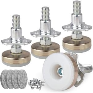 Heavy Duty Furniture Leveling Feet Adjustable Furniture Leg Levelers for Tables Chairs Cabinets Sofa Raiser, Support 1320LBs, T- Nut Kit 3/8-16 Thread, Large Base,w/ 4 Felt Pads,12 Screws (4 Pack) (White-4p)
