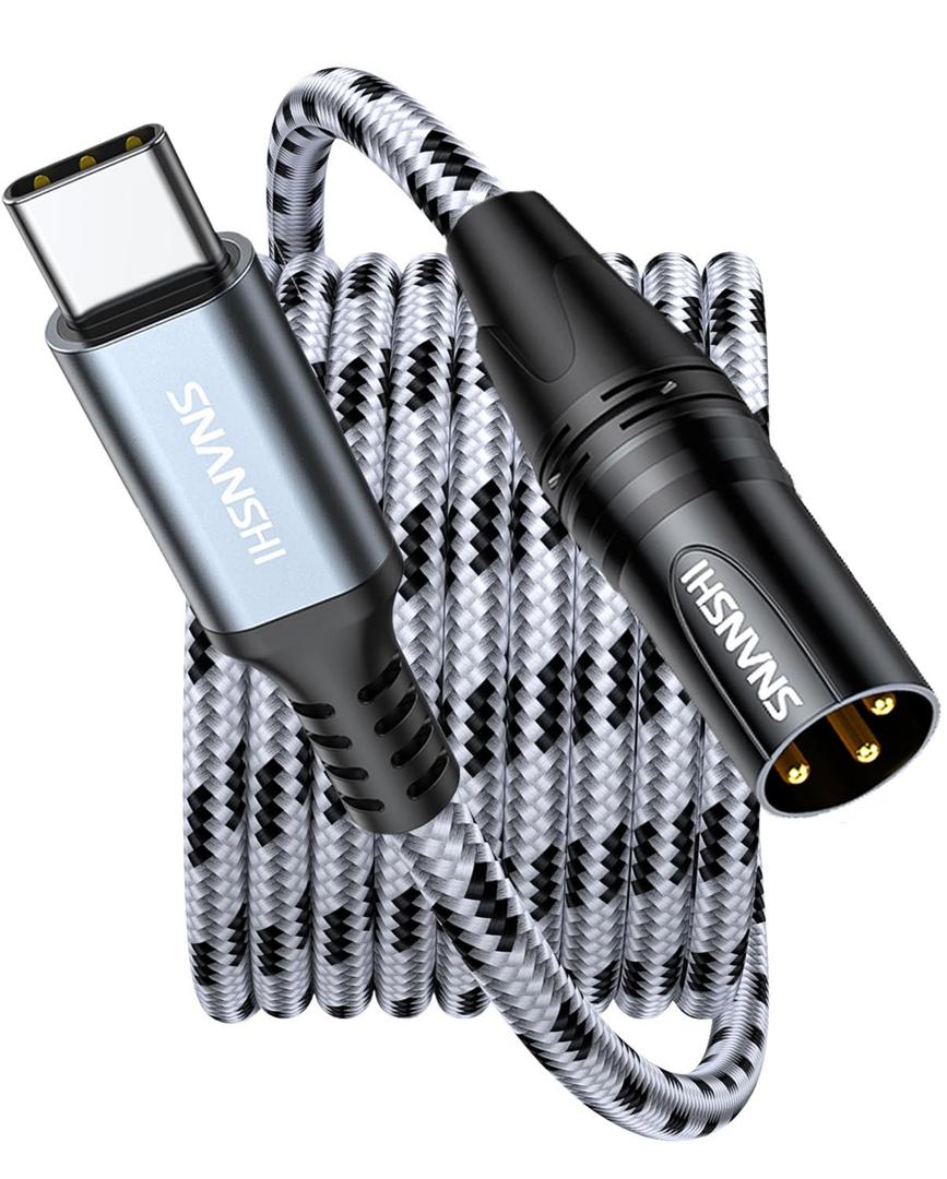 SNANSHI USB C to XLR Cable 6.6ft, Audio Output Only (NOT for Mics/Recording), Unbalanced Type C to XLR Cord for Speaker (Requires Active Speaker), Amp, Mixer, for iPhone 17/16/15, Galaxy S25