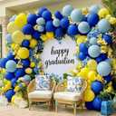 Royal Blue Yellow Balloon Garland Double Stuffed Pastel Yellow Dusty Blue Balloon Arch Kit for Baby Shower Graduation Birthday Wedding Summer Party Decor