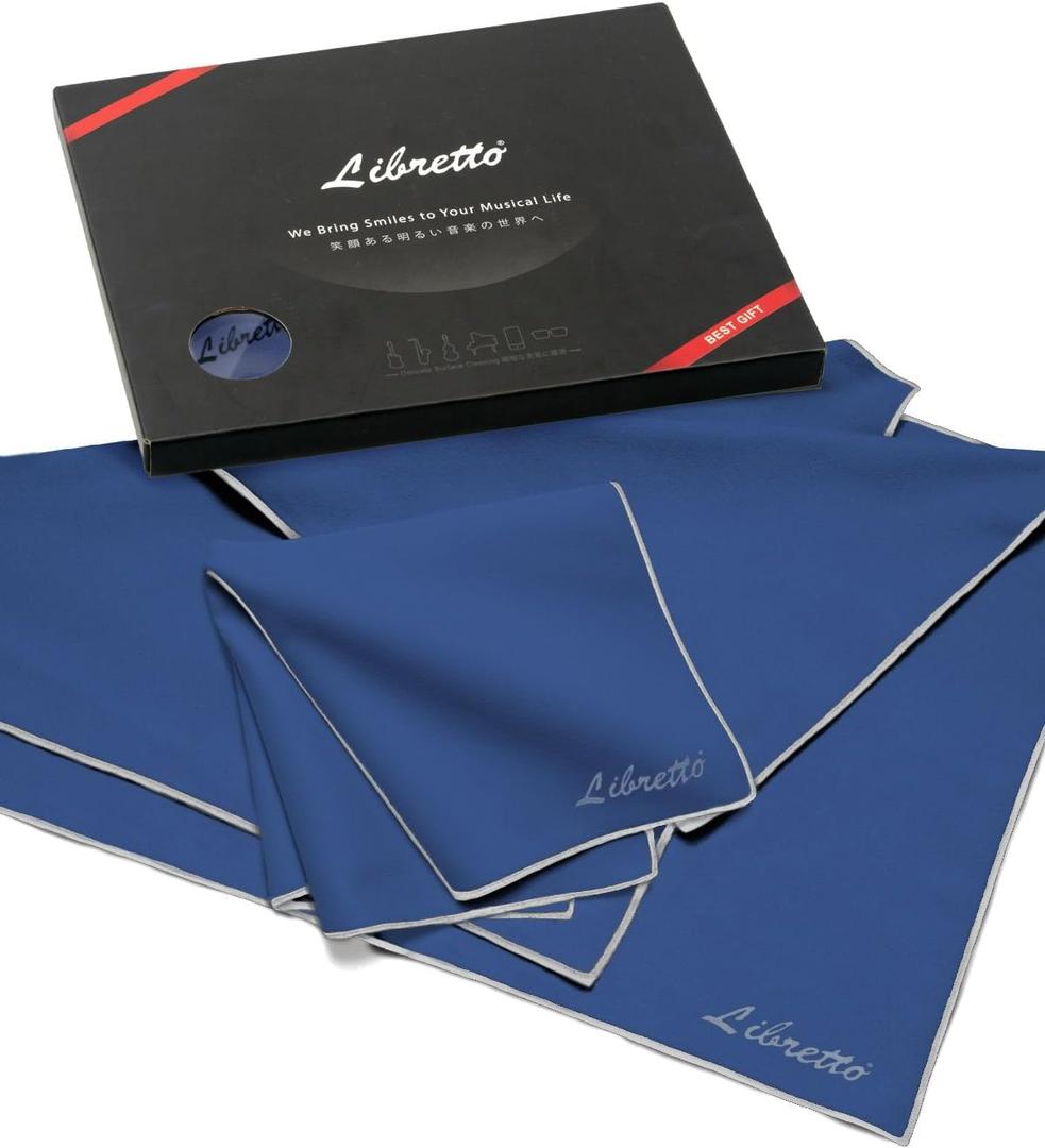 Libretto Microfiber Polish Cloth, 3 Useful Sizes in 1 Pack, Violin and Cello Cleaning & Polishing Products, Blue, Lint-Free, Super Soft, Gift, for Piano, Guitar, Ukulele, Trumpet, Saxophone, Laptop