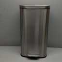 Amazon Basics Smudge Resistant Rectangular Trash Can With Soft-Close Foot Pedal, Brushed Stainless Steel, 30L/7.9 Gal, 13.8x11.8x25 in, Satin Nickel Finish