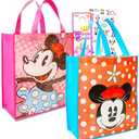 Disney Minnie Mouse Tote Bags Value Pack - 2 Reusable Large Tote Grocery Party Bags Featuring Minnie Mouse with Minnie Stickers