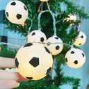Soccer Ball String Lights, 20 LED Balls, 10ft USB-Powered Soccer Themed String Lights, Warm White, Indoor Decorative Lighting, Perfect Soccer Decorations for Sports Fans