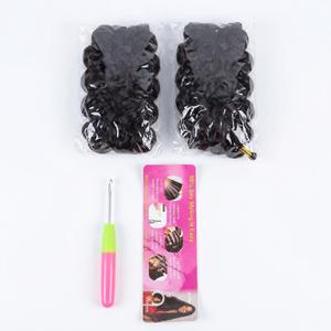 Ocean Wave Crochet Hair Extensions Set – Short Deep Wave Synthetic Braiding Hair Packs with Pink & Yellow Crochet Needle & Instruction Guide, Short / Bob Length: 8" – 10"
