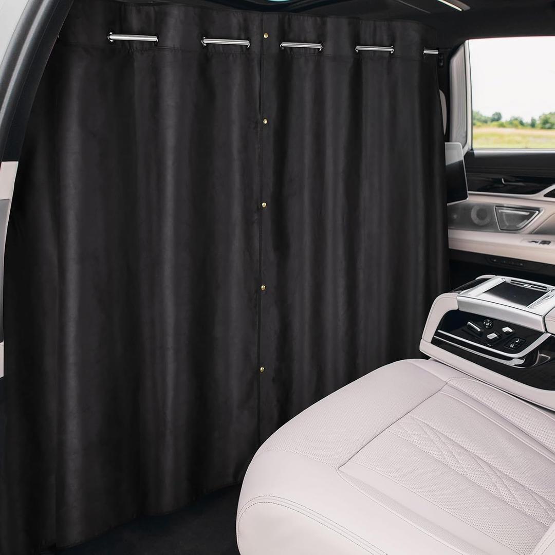 ZATOOTO Car Divider Curtain, Car Privacy Curtains with Pole Backseat Blackout Curtain for Car Camping Travel and Breaks, Lengths Adjustable for Most Cars, Sedan, Vans, SUVs (5.25 ft * 3.48 ft)