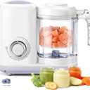 Baby Food Maker, 4 in 1 Baby Food Processor and Steamer, Puree Blender, Multifunctional Baby Puree Maker, Dishwasher Safe (White) (Free size)