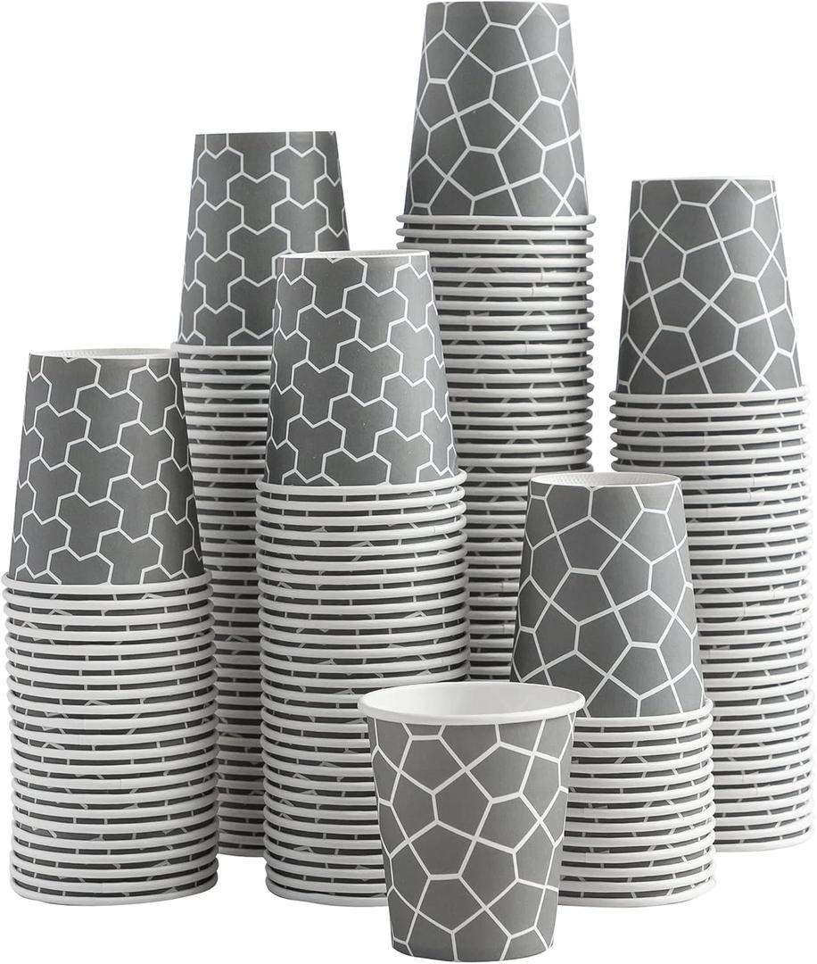 300 Pack 5 oz Paper Cups, Disposable Bathroom Cups Small Mouthwash Cups, Hot/Cold Beverage Drinking Mini Cup for Party, Picnics, Water, Snack (Gray)