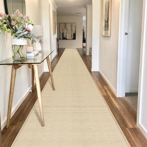GOYLSER 20 ft Extra Long Runner Rugs for Hallways, Rubber Backed Kitchen Floor Mat Non Slip, Absorbent Beige Entry Way Runner Rugs Indoor