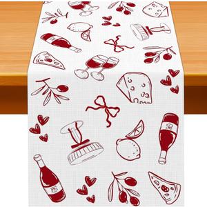 Pudodo That's Amore Table Runner Valentines Day Italian Themed Bachelorette Party Wedding Bridal Shower Kitchen Dining Room Home Decor (13" x 72")