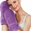 Heated Mitts for Arthritis, Microwavable Hand Warmer for Women Men in Cases of Stiff Joints, Trigger Finger, Warm Therapy Mittens Unscented Hand Muff, Purple