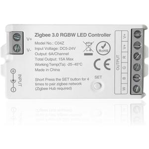 ZigBee 3.0 LED Controller C04Z RGBW LED Strip Bulb Dimmer Compatible with Echo Plus Philip H-UE Home-kit Zigbee Hub Bridge Required DC5-24V