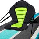 Padded Canoe Seat - Fishing Boat Seat with High Back Support, Adjustable Strap & Detachable Storage Bag - Green, Large