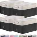 BALEINE Fabric Storage Bins for Shelves, Linen Storage Baskets for Organizing, Decorative Closet Storage Bins for Clothes, Toys, Home Storage (Black, 4 Pack) (4PCS/Large-15x11x9.5)