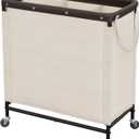 StorageWorks 3 Section Laundry Hamper, Rolling Laundry Cart with Wheels and Handles, Laundry Room Double Sorter for Organizer and Storage, 31.7 Gal(120L), Beige
