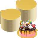 100 Pcs 5 Inch Mini Cake Boards Round Golden Mousse Cake Boards Disposable Cardboard Plate Round Coated Cakeboard for Kitchen Baking Caking Pizza Dessert Cupcake Tray (5 Inch)