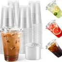 100-Pack 20 oz Iced Coffee Cups with Lids, Disposable Plastic Cups with Lids - BPA-Free, Perfect for Iced Coffee, Milkshakes, and Juices, Ideal for Home, Office, and Parties