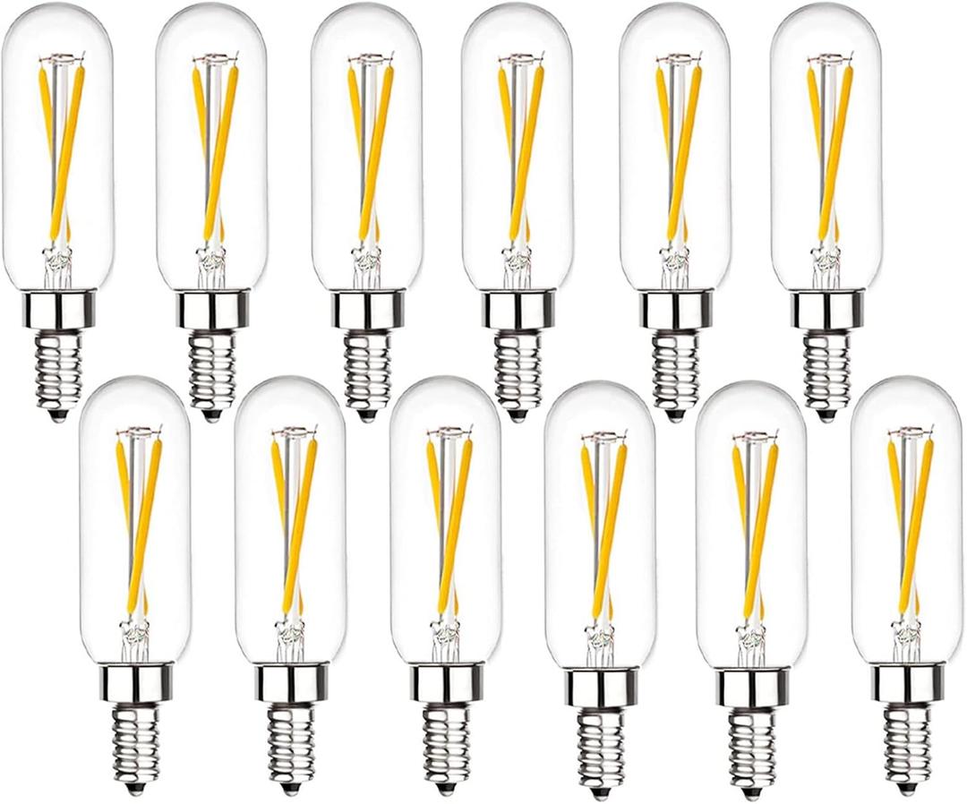 T6 LED Bulb 25watt E12 Modern Chandelier Bulbs E12 LED Edison Bulb 4000K Dimmable Candelabra Edison Bulb 2W T6 Tubular Bulb for Chandelier Ceiling Light, 12 Pack