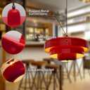 Hanging Lamp Plug in Red Pendant Light Fixtures Mid Century Modern Pendant Lamp Nordic Style Pendant Lighting Metal Shade for Living Room Dining Room Bedroom Kitchen Island