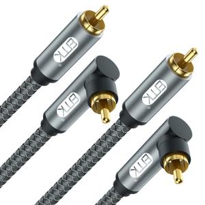 EMK 90 Degree RCA Cable, Male to Male Subwoofer Cable Right Angle Digital Coaxial Cable Dual Shielded RCA Audio Cable with Gold Plated Connectors,Pack of 2 (10 Ft/3M, 2PCS 90° RCA Cable, Grey)