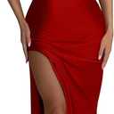Memoriesea Women's Sexy High Split Sleeveless Backless Party Wedding Maxi Dress (Medium, Red)