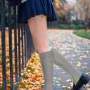 Airpal 3 Pairs Kids Girls Knee High Socks Cotton Uniform School Dress Socks Seamless Toe (Black,Grey,Navy, 9-11)