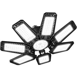 CHENGCHILIT LED Garage Light 3 Pack - 200w 20000LM 6500K Garage Lights Ceiling LED with 7+1 Adjustable Panels, Shop Lights Screw in E26 E27 Bulb Socket for Workshop, Storage Room, Basement, Warehouse