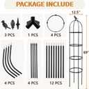 1 Pack Garden Obelisk Trellis for Climbing Plants Outdoor, 6FT Adjustable Metal Plant Support with 3 Decorative Tops, Black Rustproof Trellis for Roses, Tomatoes, Clematis & Vines