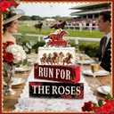Derby Day Horse Racing Party Decorations - 4 Pcs Wooden Horseman Centerpiece, Table Decor for Home Office Desk & Holiday Party Supplies