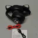 Kids Bluetooth Wireless Over-Ear Cat Ear Headphones with Microphone for Kids Teens Adults (Black)