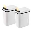 2 Pack Automatic Bathroom Trash Can 2.6 Gallon Smart Touchless Motion Sensor Trash Can with Lid Electric Waterproof Narrow Small Garbage Bin (C-Basic Battery Supply-White)