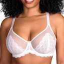 HSIA Minimizer Bras for Women Large Bust Full Coverage Lace Plus Size Bra - Mermaid Scales (White)