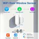 WiFi Magnetic Door Sensor Alarm with App That Alerts Your Phone, Mini Wireless Window Alarms When Opened for Home Security, No Hub Required, Smart Sliding Door Contact Sensors Chimes Safety Protection